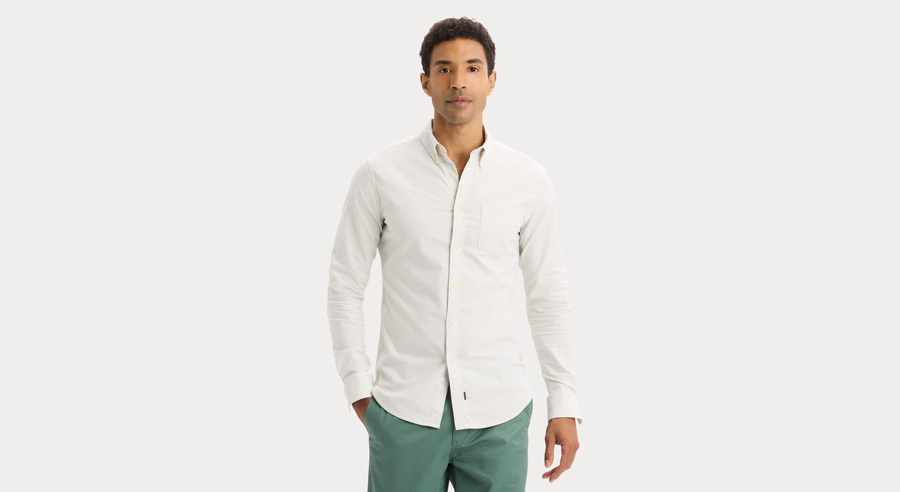 2 Button Collar Shirt, Slim Fit