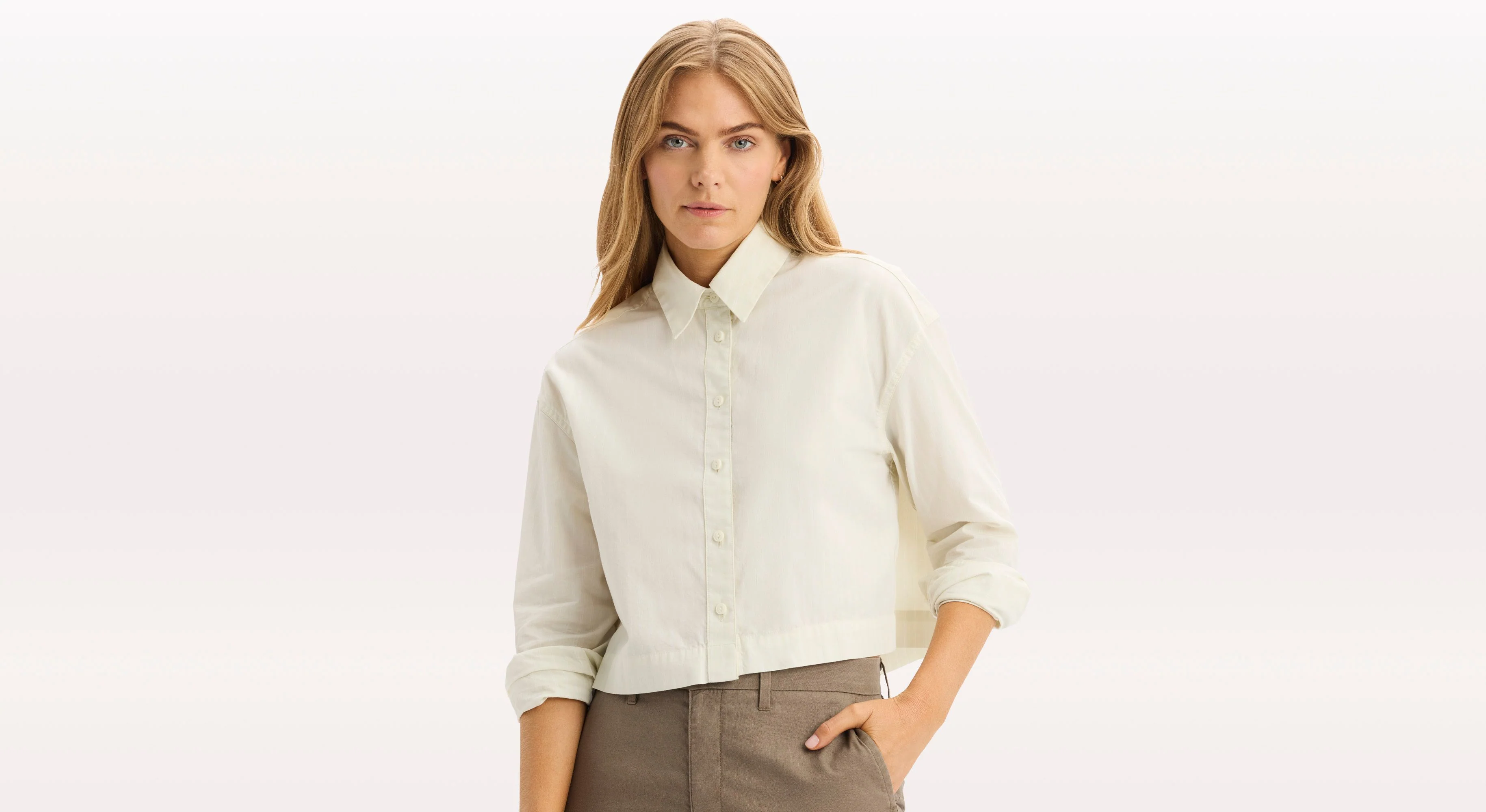 Boxy Cropped Shirt, Relaxed Fit - Image 3