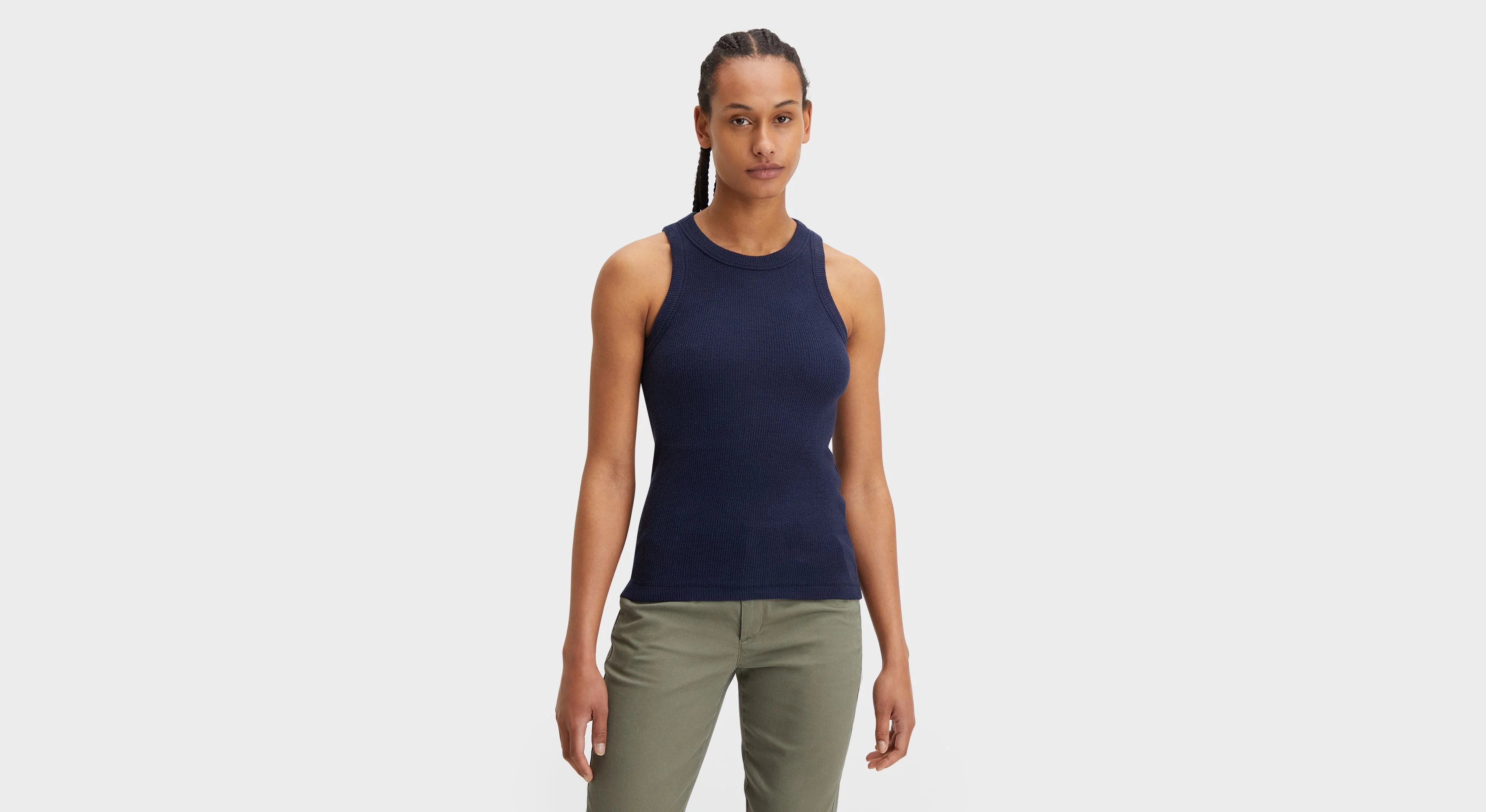 Rib Tank with Lofi Knit, Slim Fit